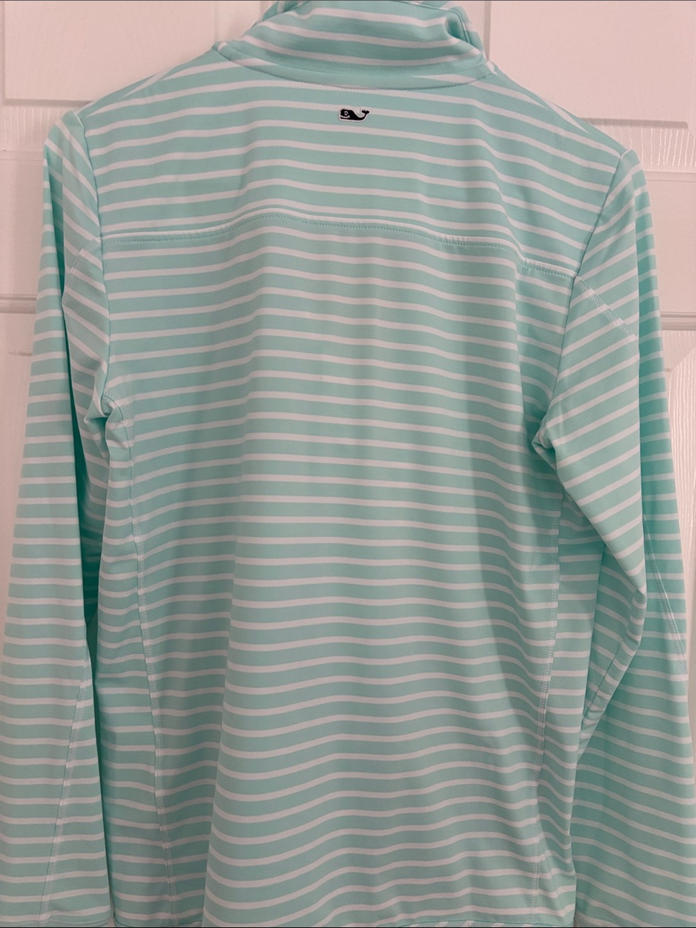 Vineyard Vines Mint & White Striped Half-Zip Pullover - Picture 4 of 4
